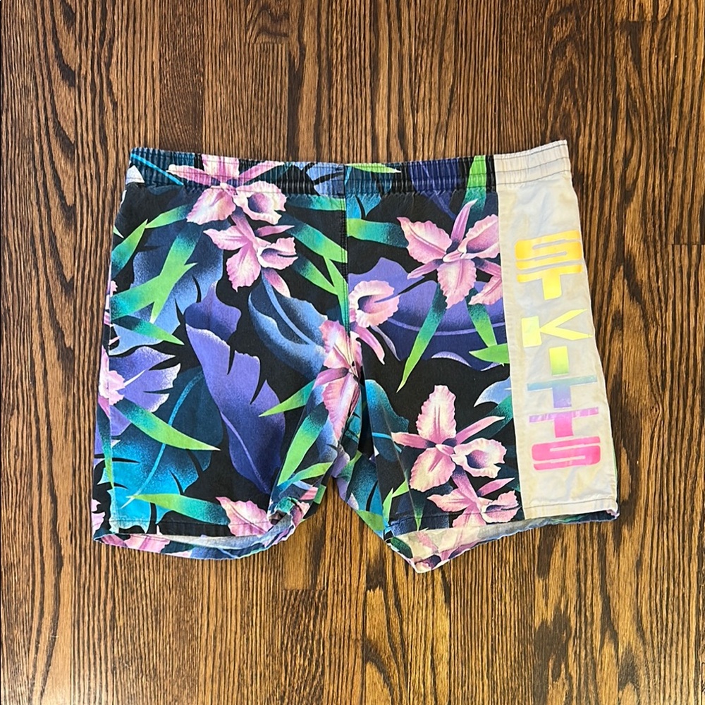 Vintage 80s Floral Swim Trunks